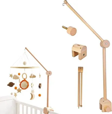 Productafbeelding van Famanu baby mobiel met muziek - Houten ophanging voor babybed