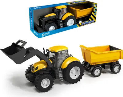 Obrázek produktu pro Žlutý traktor s lžící nakladače a sklápěčem v měřítku 1:16 s torzními koly