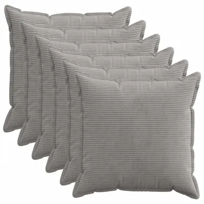 Obrázok produktu pre vidaXL Vankúšový poťah, 6 ks, farba: svetlosivá, materiál: Cord, rozmer: 70 x 70 cm