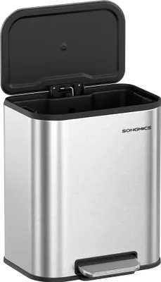 Produktbild von SONGMICS Mülleimer Küche, 20 Liter Abfalleimer mit Deckel, Tretmülleimer, Stahl, Softclose, Offenhaltefunktion