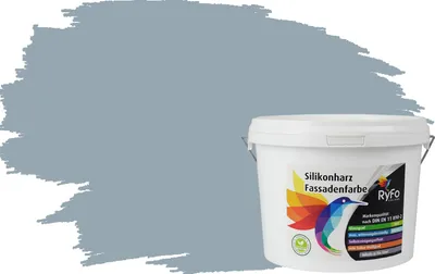 Produktbild von RyFo Colors Silikonharz Fassadenfarbe Lotuseffekt Trend Denimgrau 3l - bunte Fassadenfarbe, weitere Grau Farbtöne und Größen erhältlich, Deckkraft Klasse 1