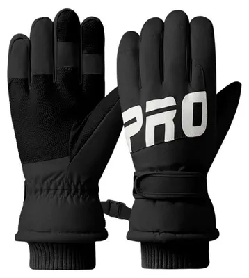 Immagine prodotto di Guanti invernali unisex, guanti da sci, impermeabili, antivento, in pile, caldi, neri, taglia XL