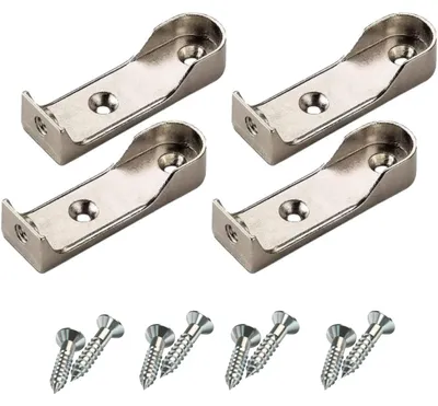 Halter für Kleiderstange, oval, 4-teilig, Aluminium, Schraubbefestigung