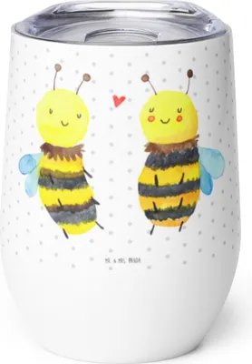 Produktbild von Mr. & Mrs. Panda Thermobecher Biene Verliebt - Weiß - Geschenk, glühweinbecher, Thermo Becher, glühwein tasse, thermosbecher, kaffee