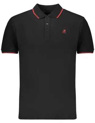 Immagine prodotto di Elegante polo da uomo nera a maniche corte con ricami e dettagli a contrasto