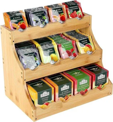 Produktbild von Vertikale Teedose mit 12 Fächern, 30x25x20cm, für Tee, Kaffee, Zucker