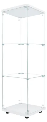 Image de Vitrine en verre - Armoire vitrine - 1 porte - Fermeture à clé - 3 étagères éclairées par LED - 125 × 42 × 36 cm - Blanc