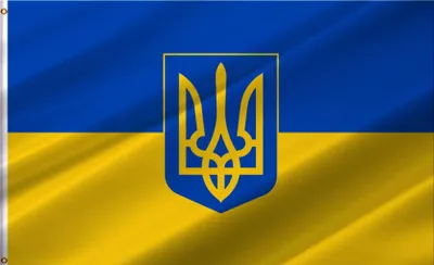 Ukraine-Fahne mit Dreizack, 5x3 Fuß, Polyester, doppelt genäht