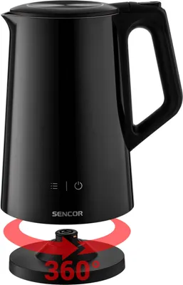 Image de Sencor SWK 0590BK Bouilloire en verre d'une capacité de 1,5 litre et d'une puissance de 2200 watts, acier inoxydable, éclairage intérieur, 100 % sans BPA, réglage de la température (40 °C à 100 °C)
