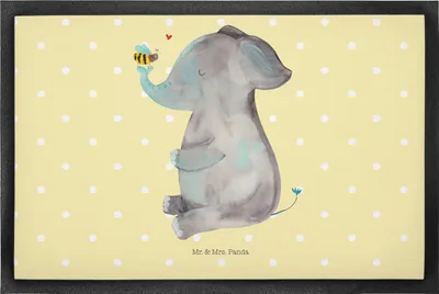 Produktbild von Mr. & Mrs. Panda Schmutzfänger Elefant Biene 50 x 75 cm - Gelb Pastell - Geschenk, Lustige Sprüche, Fussmatte, Schmutzmatte, Bodenvorleger, abstreifer, fußmatte, Liebe