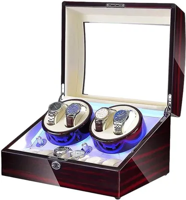 Image de Bobinoire pour montres - Boîte à montres avec remontoir automatique - Montres automatiques - Moteur japonais silencieux - 35 x 26 x 22,5 cm - Blanc