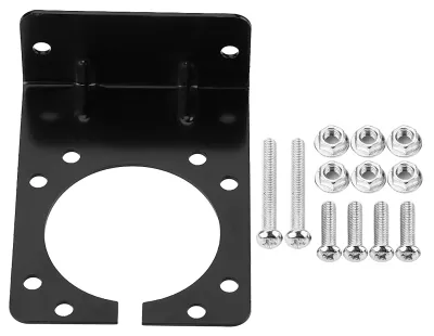 Image de Support de montage métallique noir pour prise d'attelage de caravane à 7 broches