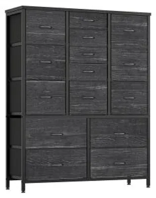 Imagen del producto de Cómoda con cajones, mueble auxiliar versátil y espacioso, fabricada con tablero de partículas (MDF/aglomerado), estructura metálica resistente y revestimiento de tejido duradero