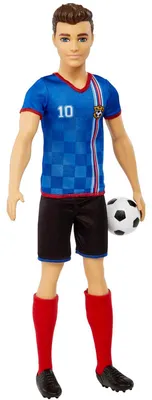 Produktbild von Barbie Ken Fußballspieler-Puppe, kurze Haare, Trikot mit der Nummer 10, Fußball, Stollenschuhe, Stutzen, für Kinder ab 3 Jahre, Modepuppe, Männlich, 3 Jahr(e), Mädchen, 305 mm, 120 g