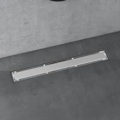 Image de doporro Caniveau de Douche Italienne Extra Plate Chromé en Inox 60 cm Drain de Sol à Carreler avec Siphon et Filtre KE110