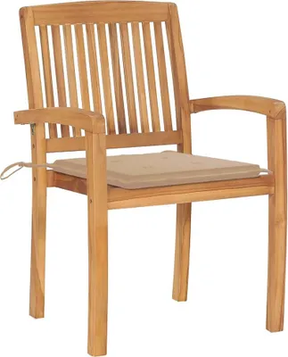 Produktbild von vidaXL Gartenstühle 2 Stk. mit Beige Kissen Massivholz Teak