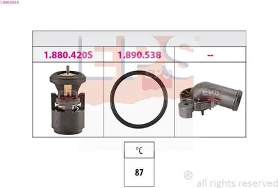 Produktbild von EPS Thermostat Kühlmittel 87°C für VW GOLF VI (5K1) Golf V Schrägheck (1K1) POLO (9N) Polo Schrägheck (6R1, 6C1) GOLF PLUS (5M1, 521)