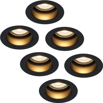 Produktbild von hoftronic LED Einbaustrahler Mari 4W 345lm GU10 2700K Schwarz IP65 Dimmbar 6er Set