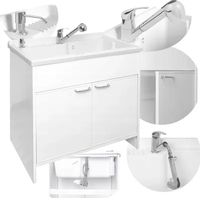 Produktbild von SIGO Komplettspüle Spüle + Batterie + Unterschrank mit 2 Türen 80x50x85 cm