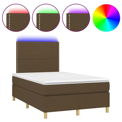 Produktbild von vidaXL Boxspringbett mit Matratze & LED Dunkelbraun 120x190 cm Stoff