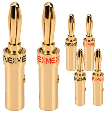 Produktbild von Bananenstecker 4mm schraubbar vergoldet 6x NEXMEX Stecker für Lautsprecherkabel