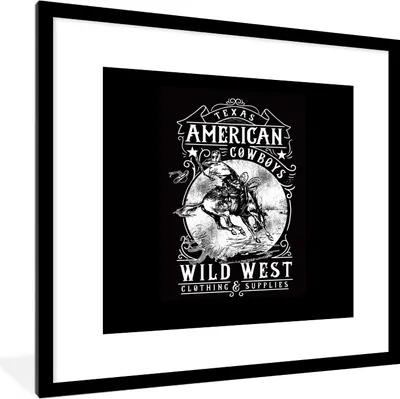 Produktbild von MuchoWow® MuchoWow® Gerahmtes Poster Mancave - Western - Retro - Cowboy 40x40 cm - Poster mit zchwarzem Bilderrahmen - Poster - Plakat im Rahmen
