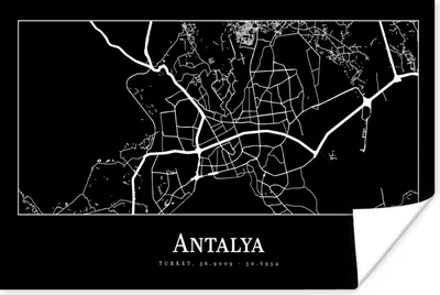 Produktbild von MuchoWow® Poster Karte - Antalya - Stadtplan 180x120 cm - Fotoplakat