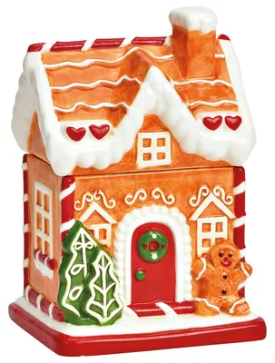 Produktbild von Weihnachtliche Aufbewahrungsdose mit Lebkuchenhaus, 13x19 cm
