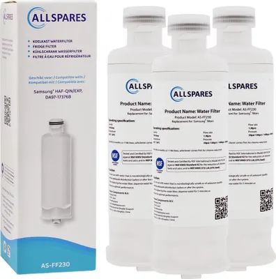 Produktbild von AllSpares Wasserfilter (3x) für Kühlschrank geeignet für Samsung DA97-17376B