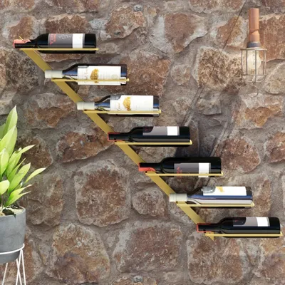 Produktbild von vidaXL Wand-Weinregal fš¹r 7 Flaschen Golden Metall