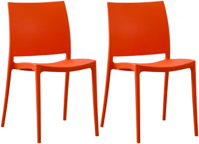 Produktbild von CLP 2er Set Gartenstühle Meton stapelbar wetterfest UV-beständig,orange