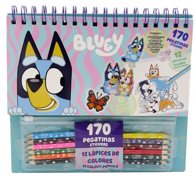 Productafbeelding van Bluey sticker- en kleurset: 170 stickers, 12 kleurplaten, 12 kleurpotloden