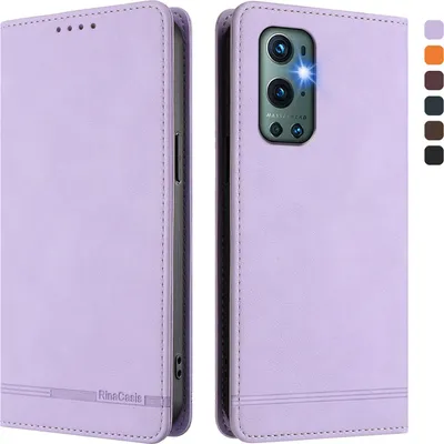 Obrázek produktu pro Pouzdro pro OnePlus 9 Pro, retroPolyuretankožené flip pouzdro s stojánkem a přihrádkami na karty Fialový