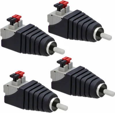 Produktbild von 4x Cinch RCA-Stecker Adapter > Terminal Block 2 Pin Druck Klemmen Kabel Verstärker