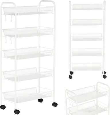 Produktbild von Helfer Friseur Kosmetikwagen Rolltisch zum Färben ST017W zum Schönheitssalon Regal mit Regalen