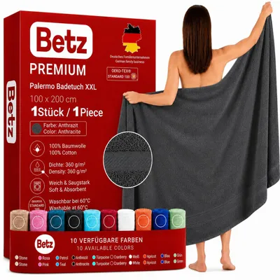 Obrázok produktu pre Betz – Veľký ručník XXL, 100x200 cm, 100% bavlna – Mäkký froté ručník do sauny a na pláž – Jednoduchá údržba a vysoká savosť – Séria Palermo – Farba: antracitová šedá