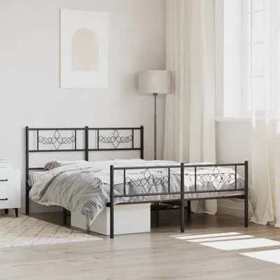 Image de Maison Exclusive - Cadre de lit avec tête et pied de lit en métal noir 120x200 cm
