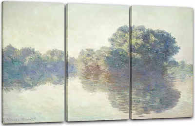 Produktbild von Leinwandbild 3-teilig (120x80cm): Claude Monet - Die Seine bei Giverny (1897), echter Holz-Keilrahmen inkl. Aufhänger, handgefertigt in Deutschland
