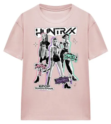 Productafbeelding van K-Pop Demon Hunters - "Huntrix Scrapbook Poses" T-shirt voor dames, model TV43936 (maat S), kleur roze