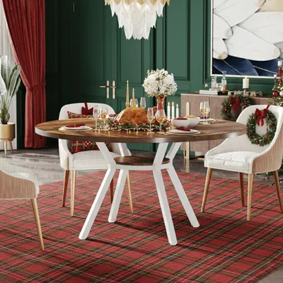 Obrázek produktu pro Kulatý jídelní stůl - jídelní stůl - kuchyňský stůl - stůl - stůl pro snídani - moderní design - průměr 119 cm