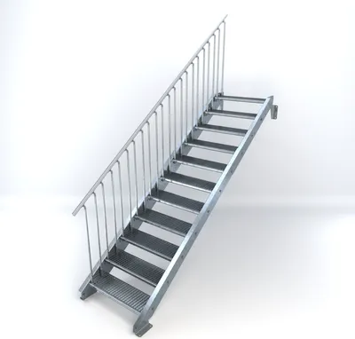 Produktbild von Stahltreppe 11 Stufen bis Höhe 220 cm, Laufbreite : 80 cm Geländer links ST 1 (31 / 31 mm)