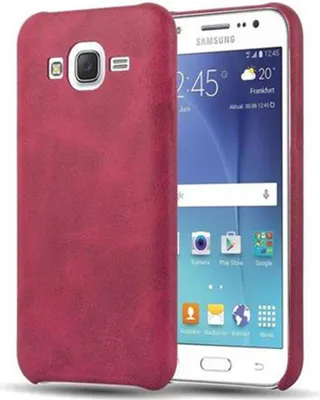 Produktbild von Cadorabo Schutzhülle für Samsung Galaxy J5 2015 Hülle in Rot Hard Case Handyhülle Kunstleder Etui