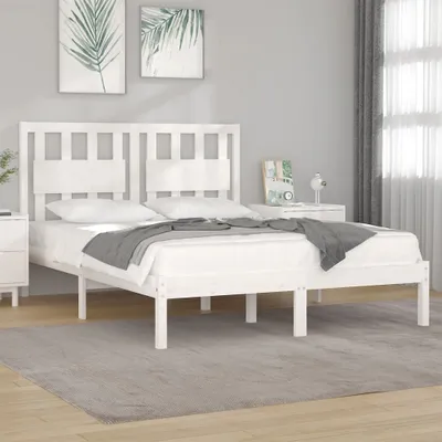 Productafbeelding van Maison Exclusive - Massief houten bed, wit, grenenhout, 160x200 cm