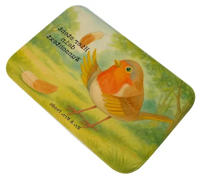 Produktbild von Badematte mit Rotkehlchen- und Federn-Design - Geschenk, Badteppich mit Namen, Motivationsbilder, Duschvorleger, Badvorleger, lustige Sprüche, Vogel, personalisierte Badfußmatte