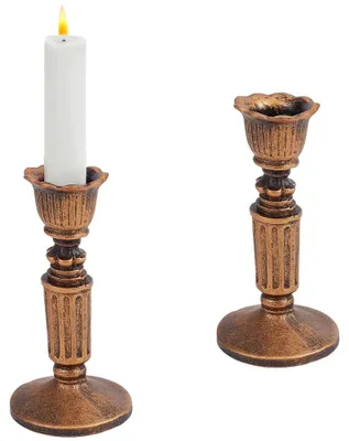 2 Vintage Kerzenhalter, antik bronze, Harz, 13,85 cm