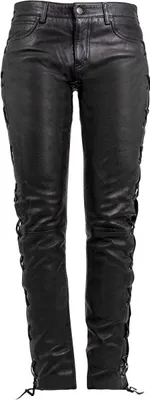 Produktbild von Mauritius Lederhose Damen GWTie UP Jeans schwarz Basics 100% Leder 3XL