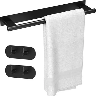 Produktbild von Famanu Handtuchhalter - Mattschwarz, Wandmontage, 2 Haken