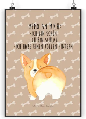 Produktbild von Mr. & Mrs. Panda Bild Corgi Po DIN A3 - Hundeglück - Geschenk, Plakat, Spruch, Sprüche, Hund, Wanddekoration, Wandbild, Positiv, drucke, Corgie, wanddeko