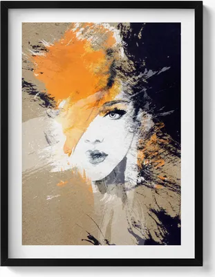 Produktbild von Portrait einer Frau abstrakt– Wandbild mit Rahmen – Gerahmtes Bild  – Wanddekoration – 60x80 cm –  Schwarz Rahmen