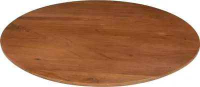 A round wooden tabletop on a white background.